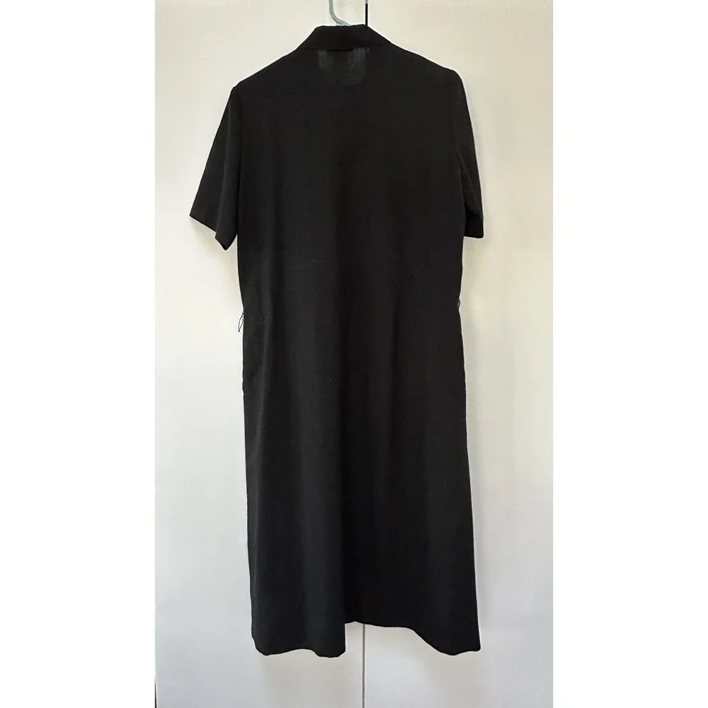 Vintage Orvis Dress Womens 12 Black Short Sleeve Buttons Pullover Pockets Casual